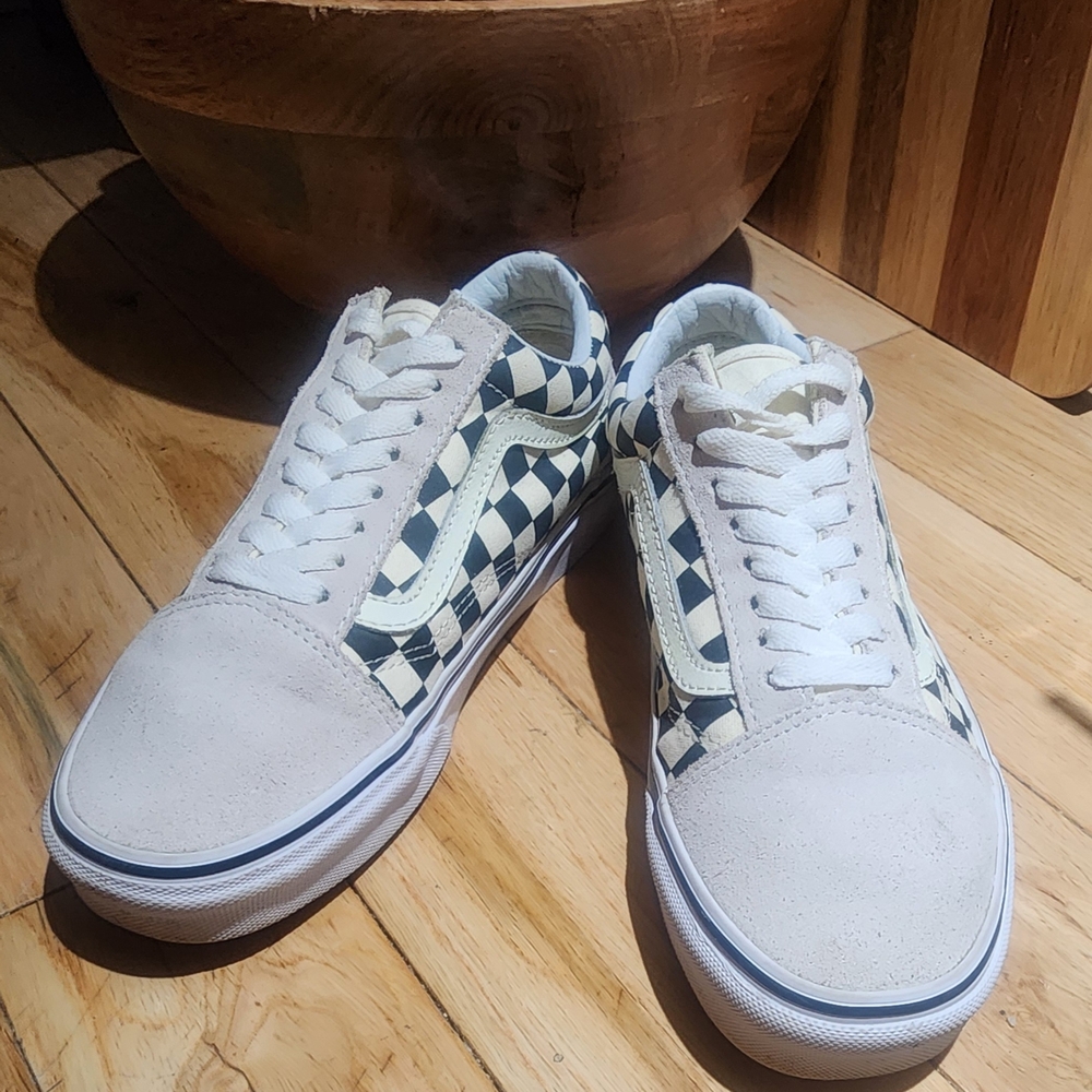 Checkered Sneakers with Suede Accents